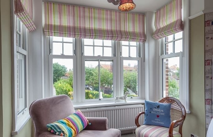 white uPVC Edwardian style sliding sash windows