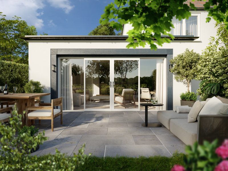 Epwin sliding patio doors with white aluminium frame