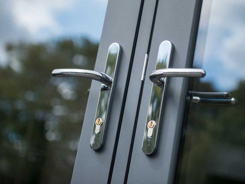 High-quality hardware options for uPVC flush French doors, offering both style and security with customisable handles